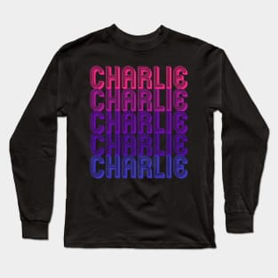 Charlie - Retro Minimal Line Pattern Long Sleeve T-Shirt